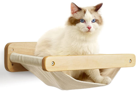 Cat Wall Shelves and Perches Wooden Cat Hammock for Wall Mounted Furniture 15.7x13” Sturdy Climbing Shelf for Large Indoor Cats Modern Highway Kitty Bed Holding 40lbs Easy Assembly