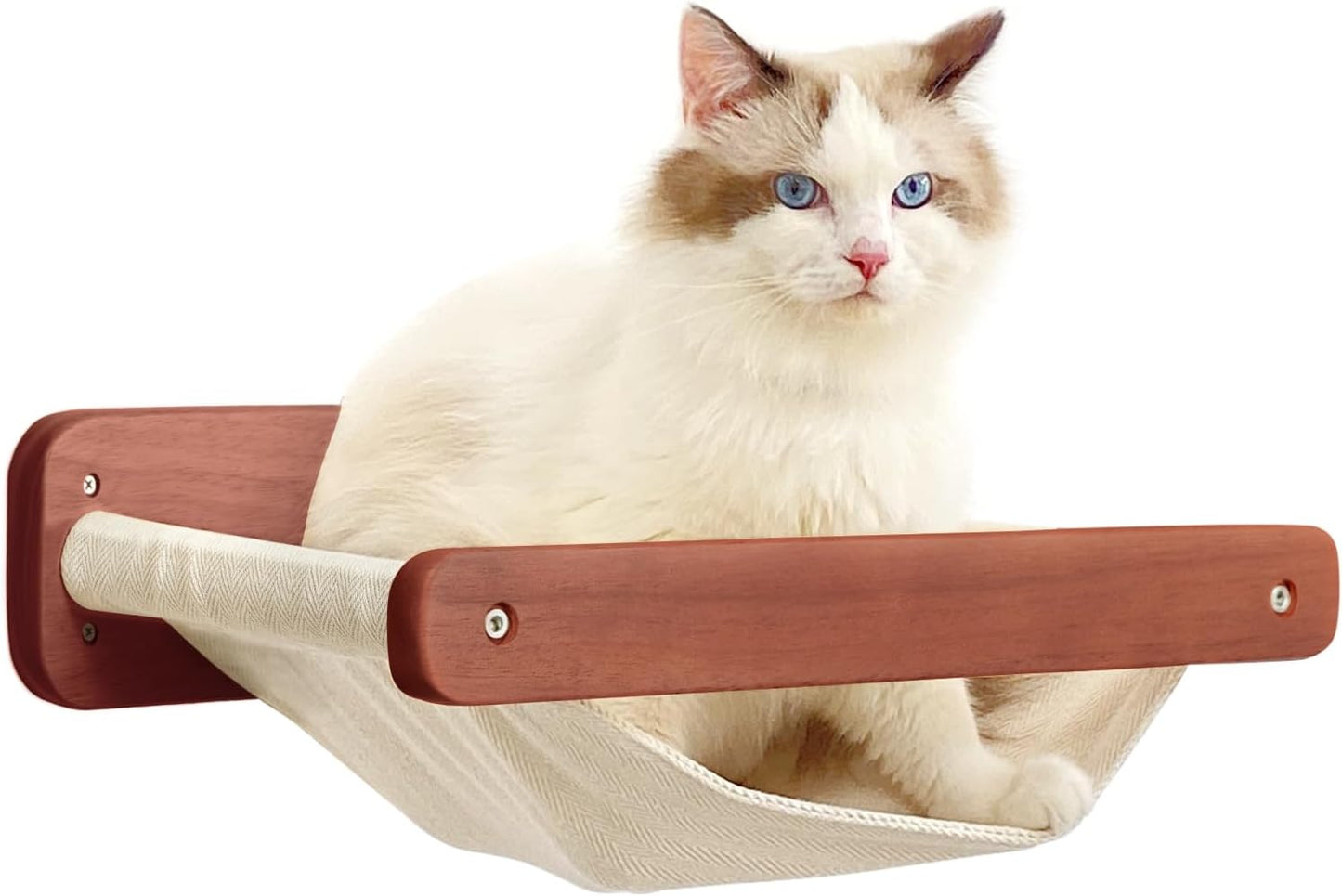 Cat Wall Shelves and Perches Wooden Cat Hammock for Wall Mounted Furniture 15.7x13” Sturdy Climbing Shelf for Large Indoor Cats Modern Highway Kitty Bed Holding 40lbs Easy Assembly