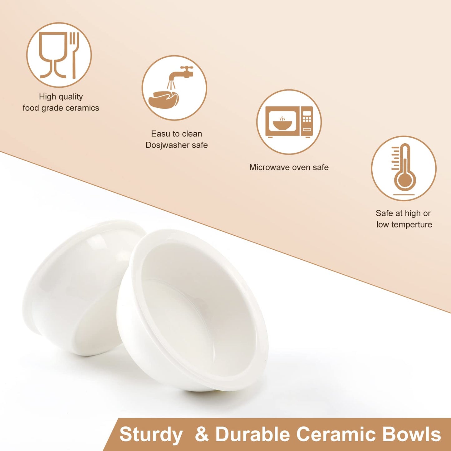 2 PCS Replacement Ceramic cat Bowls with 5.5in/14cm Outer Diameter, Microwave and Dishwasher Safe