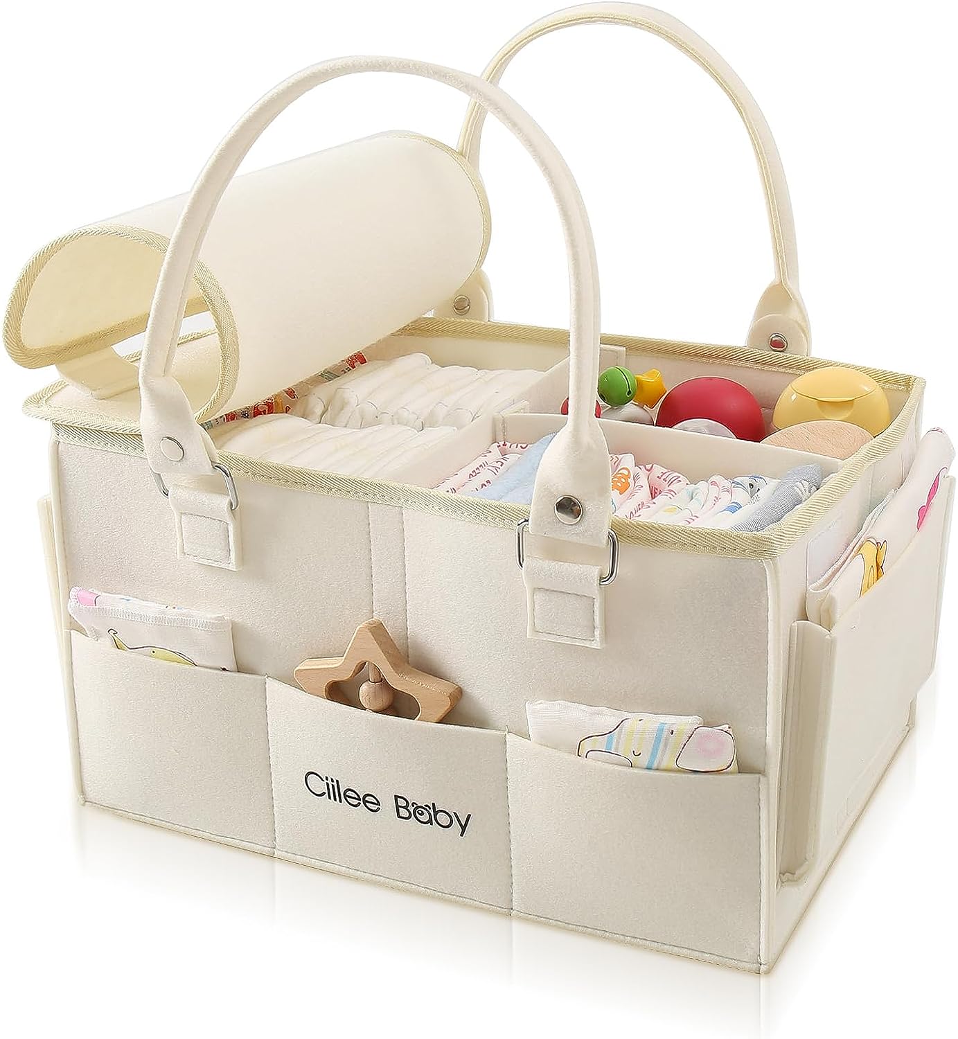 Baby changing organizer changing table felt bag changing basket felt organizer bag with adjustable compartments changing bag diaper caddy portable for on the go