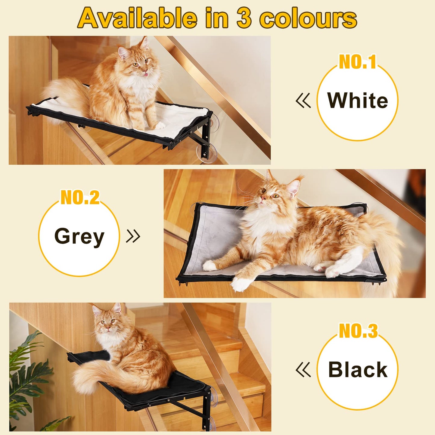 Cat Hammock for Window Perch Cordless Window Bed for 2 Cats Puppies Inside No Drill Kitten Window Sill Ledge Shelves Folding Design Space-Saving Heavy Duty with Sturdy Iron Frame