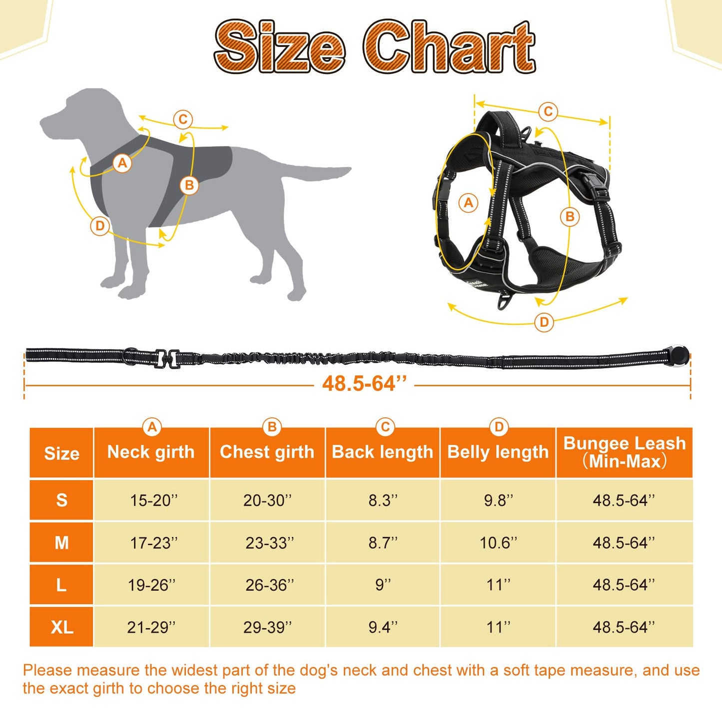 Reflective Dog Harness for Medium Large Dogs with Handle No Pull Tactical Training Vest Adjustable Front Clip Service Dog Harnesses and Magnetic Bungee Leash Set Heavy Duty XL Pechera para Perros