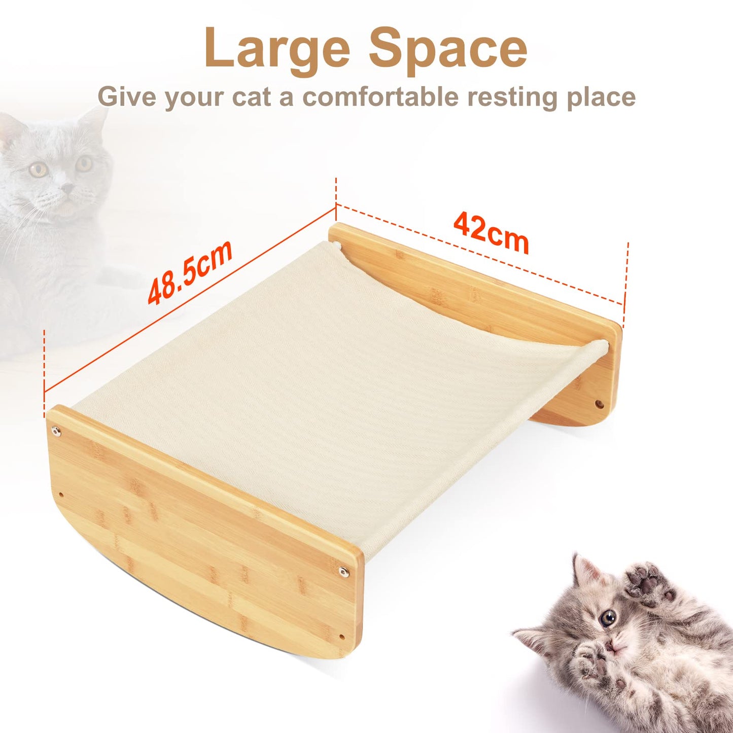 Cat Hammock Swing Bed 2 in 1 Elevated Sleeping Chair for Indoor Cats Raised Floor Kitty Cot with Wooden Frame Lifted Stand Swinging Pet Puppy Lounger Kitten Small Dogs Rabbit Bunny Easy to Assemble