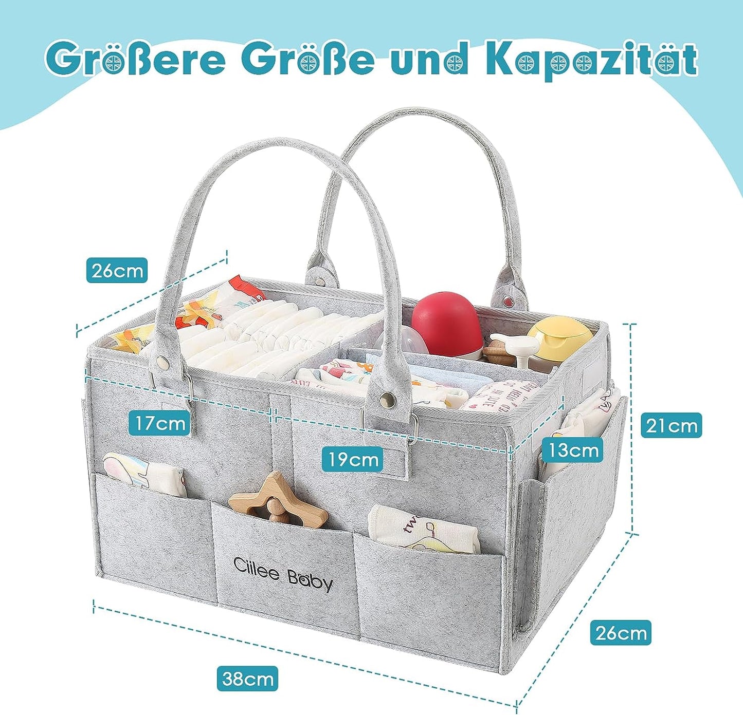 Baby changing organizer changing table felt bag changing basket felt organizer bag with adjustable compartments changing bag diaper caddy portable for on the go