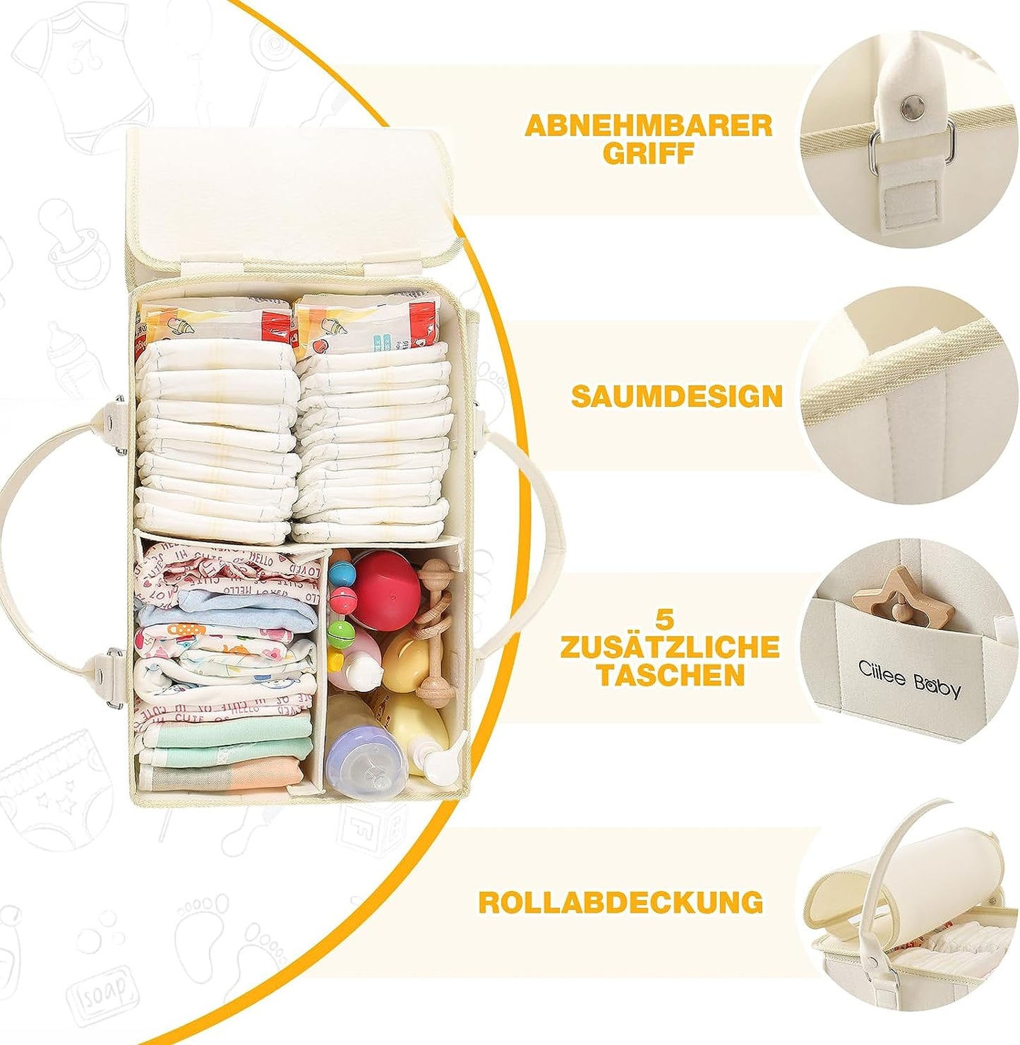 Baby changing organizer changing table felt bag changing basket felt organizer bag with adjustable compartments changing bag diaper caddy portable for on the go