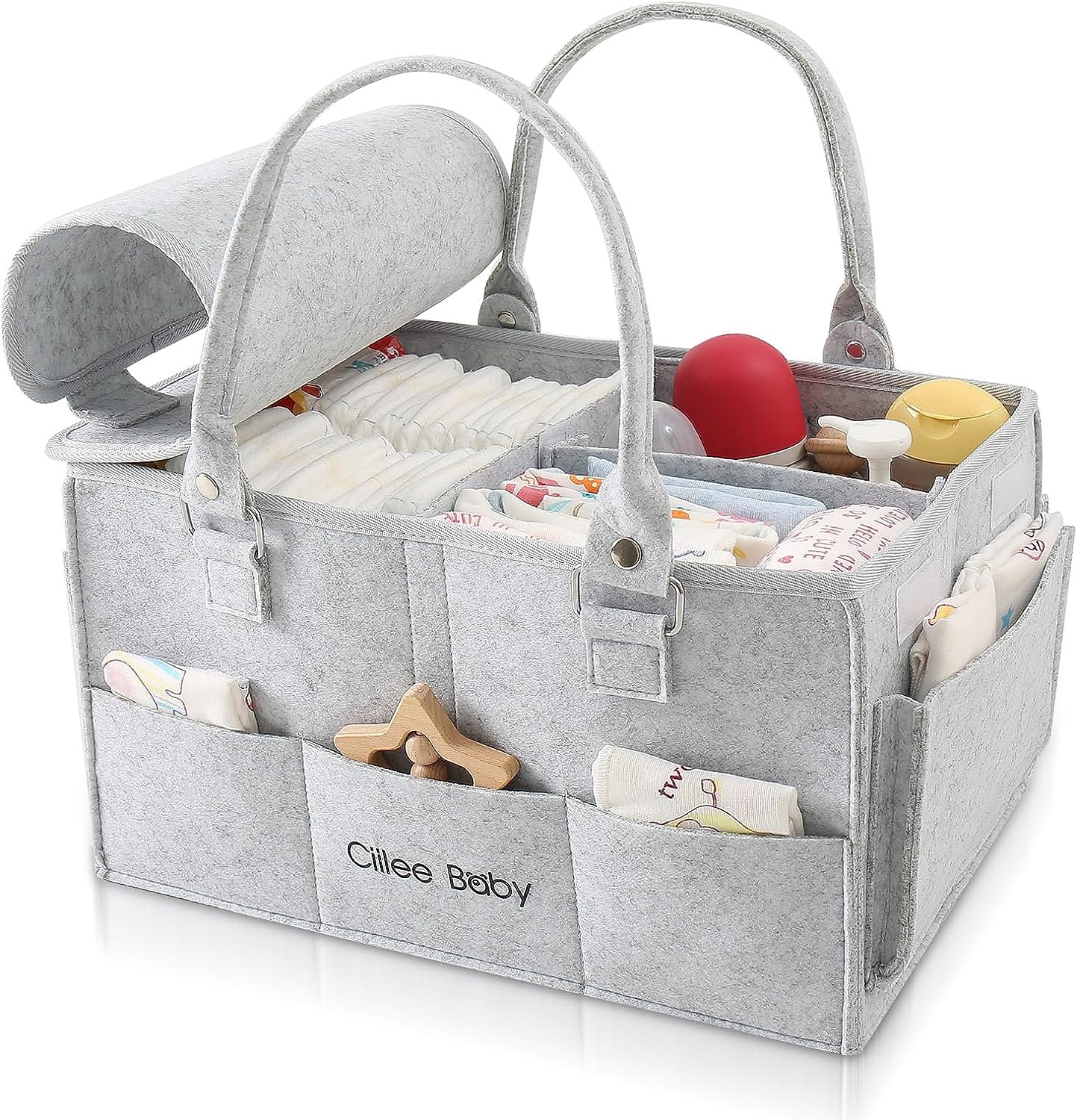 Baby changing organizer changing table felt bag changing basket felt organizer bag with adjustable compartments changing bag diaper caddy portable for on the go