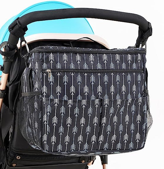 Universal Stroller Organizer Backpack with Cup Holder Diaper Bag Storage Bag for Newborn Baby Parents Fit Various Prams