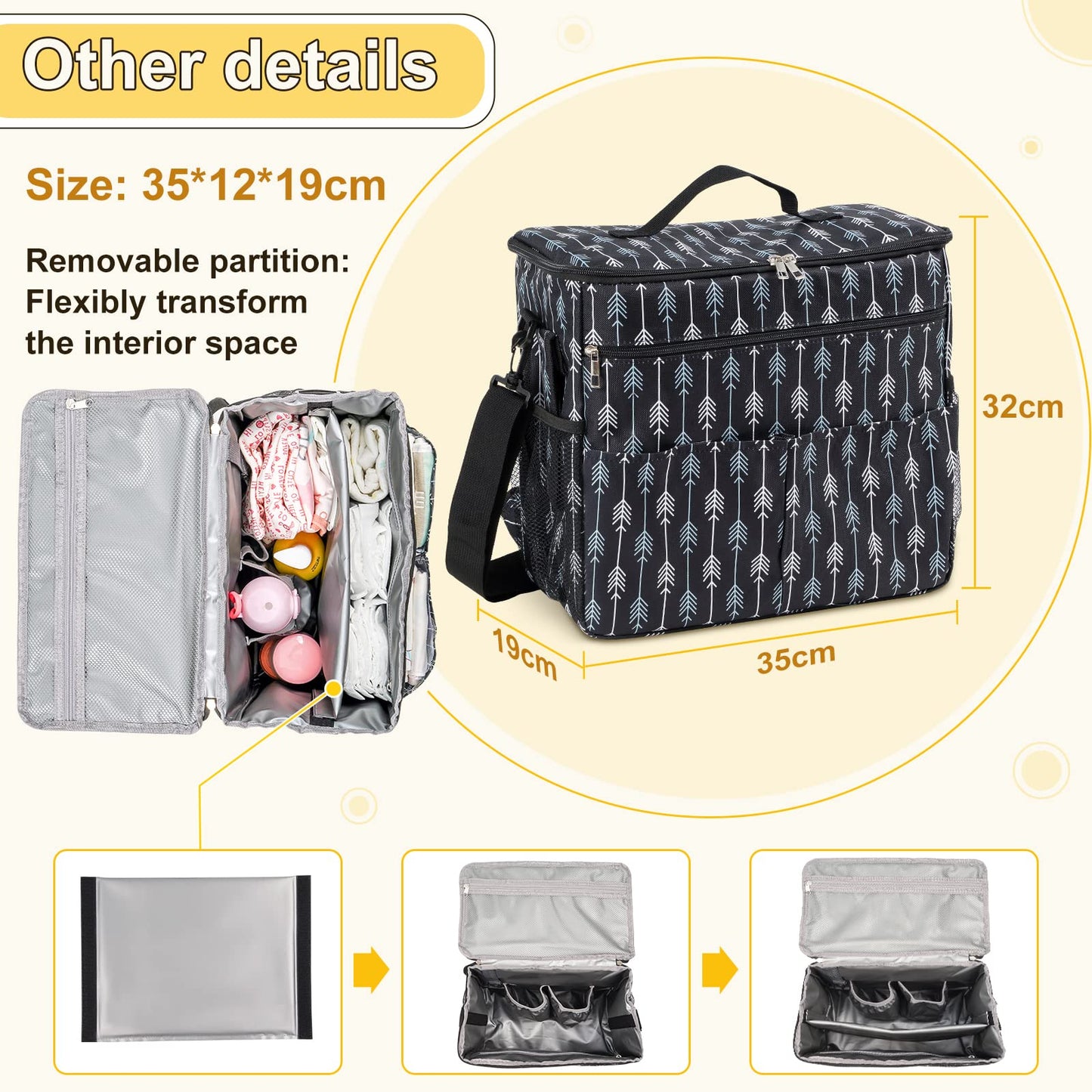 Universal Stroller Organizer Backpack with Cup Holder Diaper Bag Storage Bag for Newborn Baby Parents Fit Various Prams